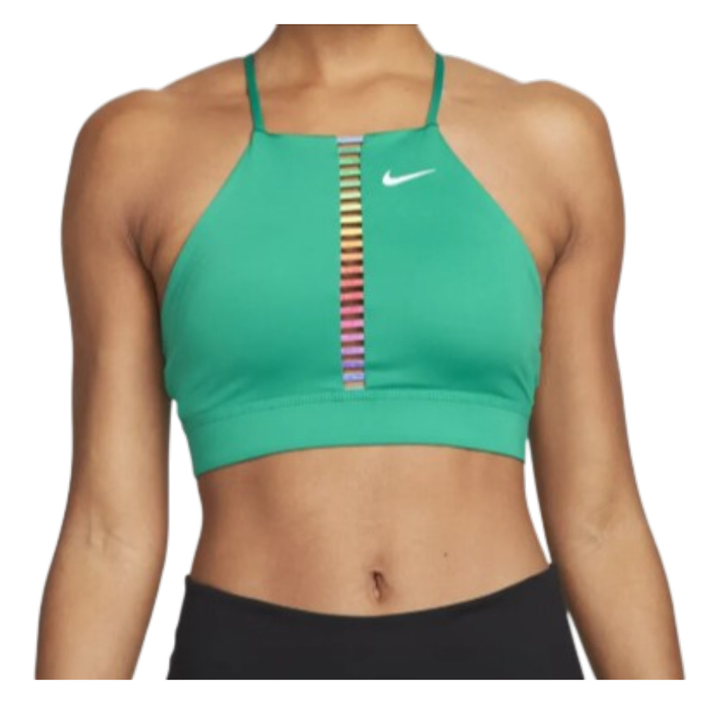 Nike Indy Rainbow Ladder Sports Bra Green High Neck Light Support Small 00-2